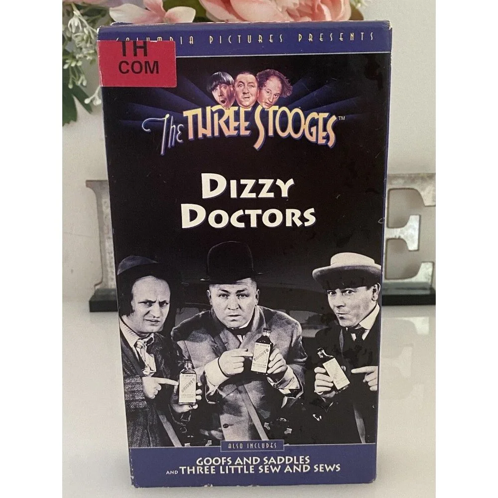 The Three Stooges Dizzy Doctors VHS Tape with 2 Other Movies 1996 Excellent Cond